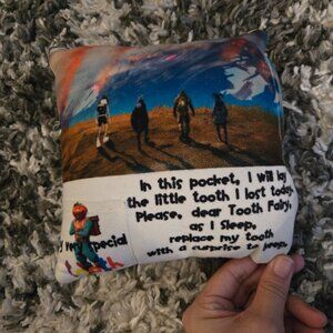 Handmade Fortnite Tooth Fairy Pillow - Blue Battle Bus Pattern - Great Condition